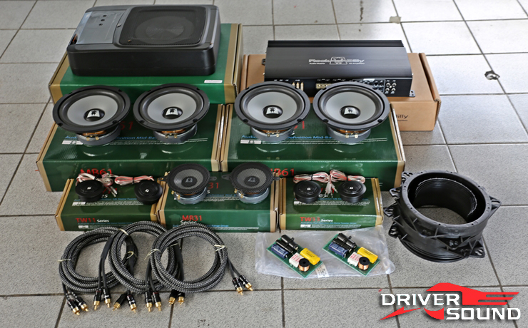 ติดตั้ง ตัว TOP PANEL PILLAR สำหรับ MITSUBISHI MIRAGE, ตัว POWER AMP ROCK-A-BILLY RS4000, ลำโพง TWEETER ROCK-A-BILLY TW11, ลำโพง MID-RANGE ROCK-A-BILLY MR31, ลำโพง MID-BASS ROCK-A-BILLY MB61, ลำโพง SUBWOOFER ROCK-A-BILLY ASW8, แผ่นแดมป์ ROCK-A-BILLY DAMPING, ชุดอุปกรณ์สายสัญญาณ PURWIRE สำหรับ MITSUBISHI MIRAGE