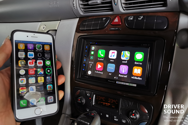 benz c class w203 ติดตั้ง จอ apple CarPlay